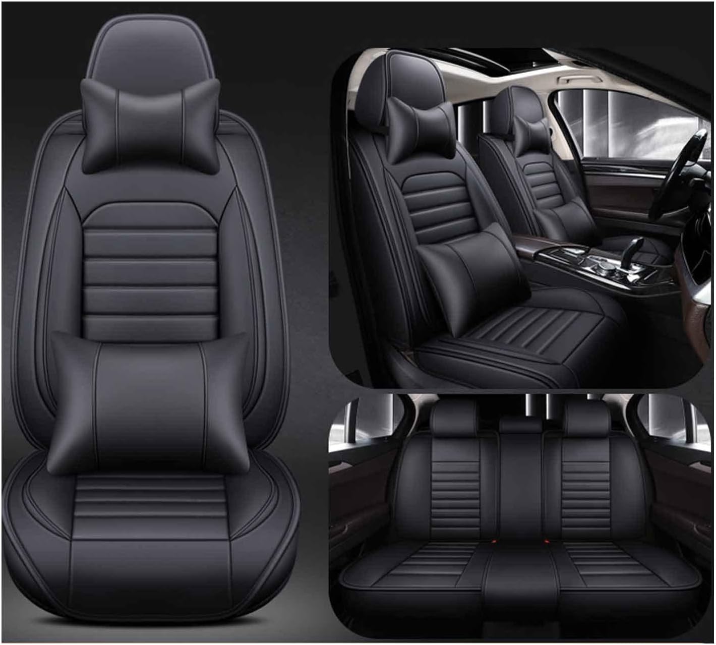 Car Seat Cover Waterproof Full Set Leather, for Proton Gen.2 (2004-2023), Leather 5-Seat Car Seat Covers All Weather Front and Rear Seat Cover Protector (Color : C)