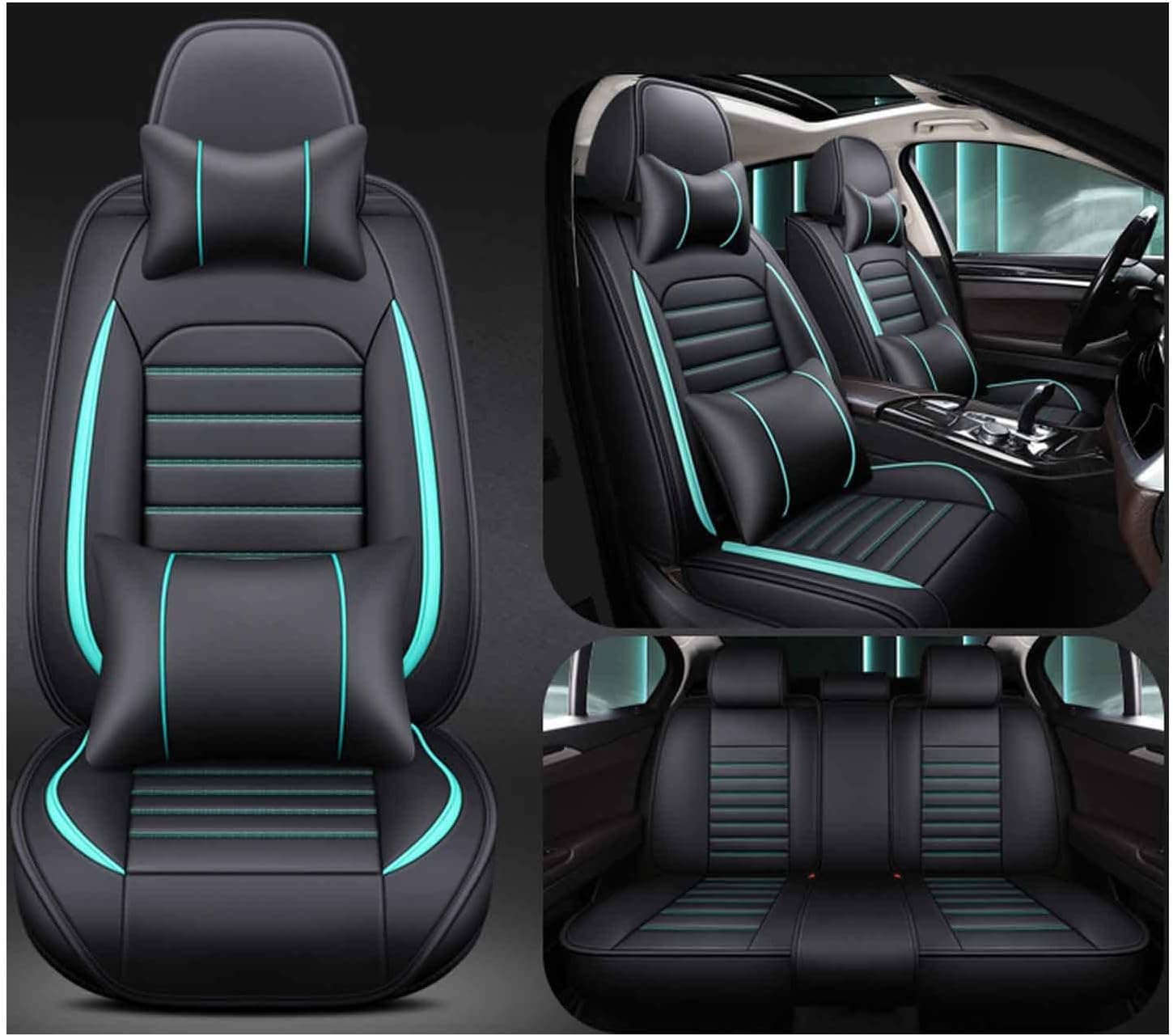 car seat cover sets full set Car Seat Cover Waterproof Full Set Leather, For Proton Gen.2 (2004-2023), Leather 5-Seat Car Seat Covers All Weather Front And Rear Seat Cover Protector ( Color : B )