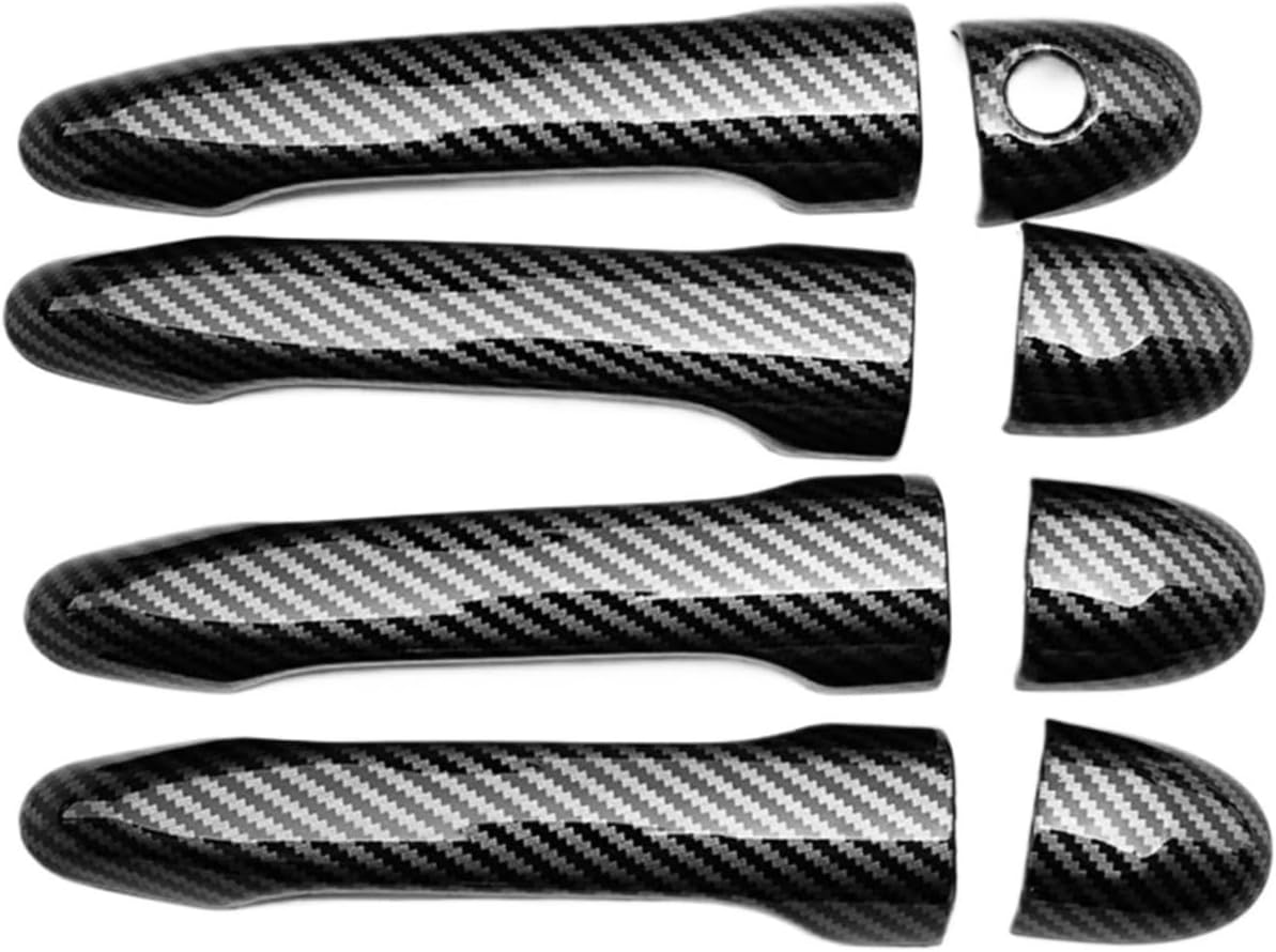 Car Door Handle Cover Compatible for Proton Gen-2 2004-2012 Black Carbon Fiber Pattern Cover Trim 2005 2006 2007 2008 2009 2010 2011 2012 Car Interior Decoration Accessories Carbon Fiber Wrap