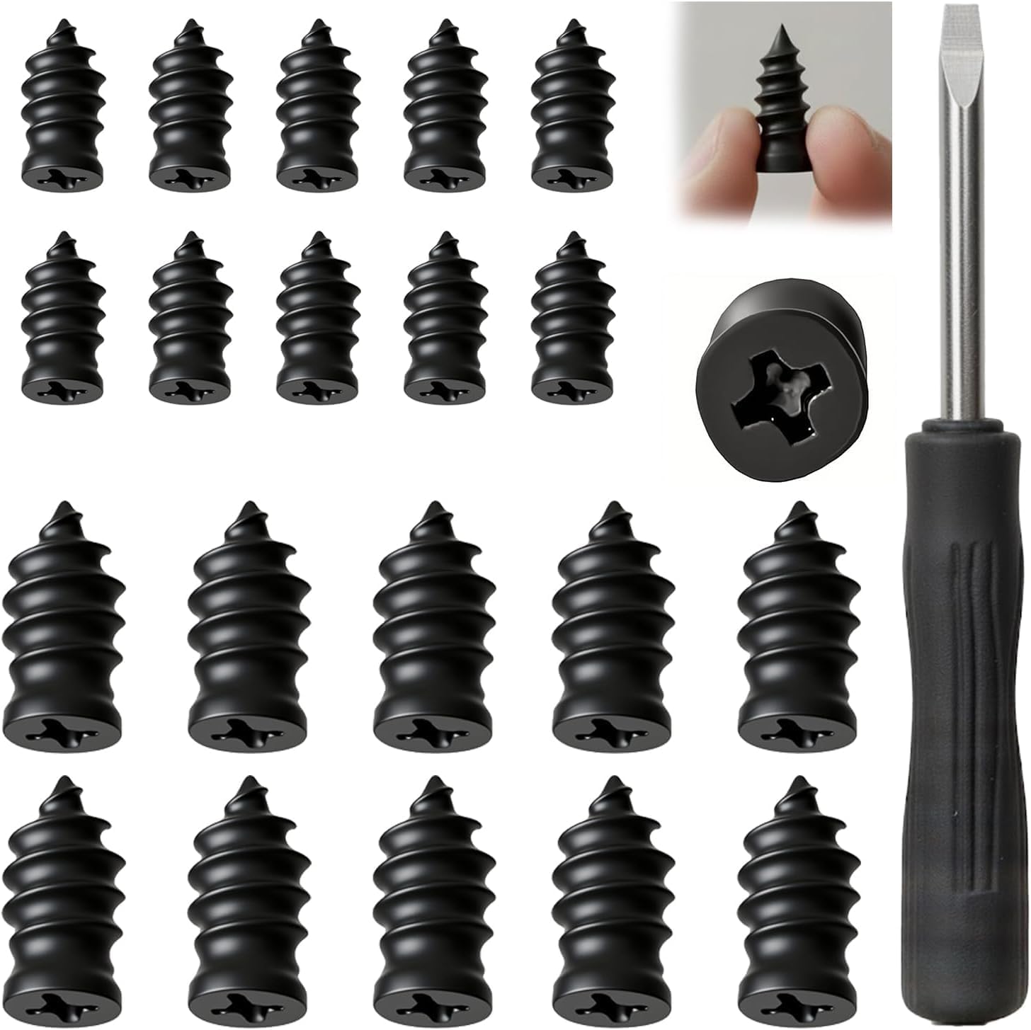 Tire Repair Nails Kit for Car/Motorcycle/Truck, Fast Self-Service Tire Repair Tools, Screw in Tire Repair Plugs with Box and Screwdriver, Vacuum Tire Repair Kits Spiral Rubber Nails (30, S)
