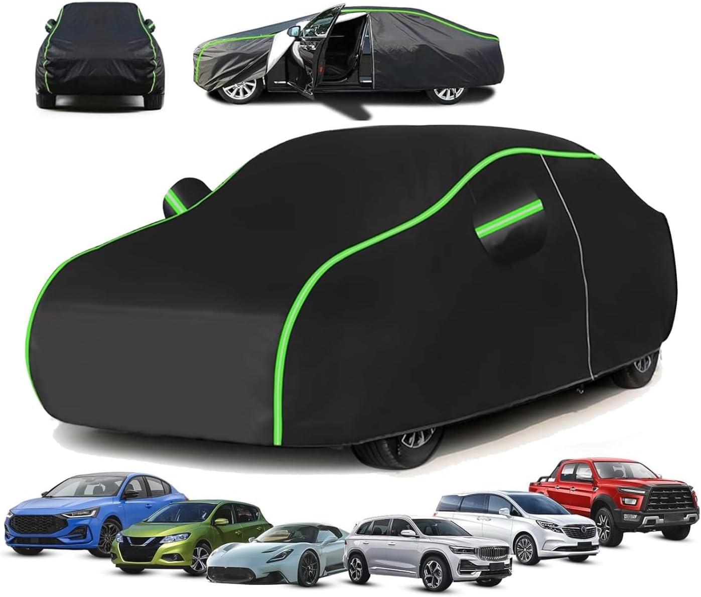 Car Cover for Proton Gen 2 (431 x 172.5 x 143.5cm),All-Weather Car Cover- Rain/Snow Resistant + UV Protection + Dustproof + Anti-Aging, Night Reflective Strips